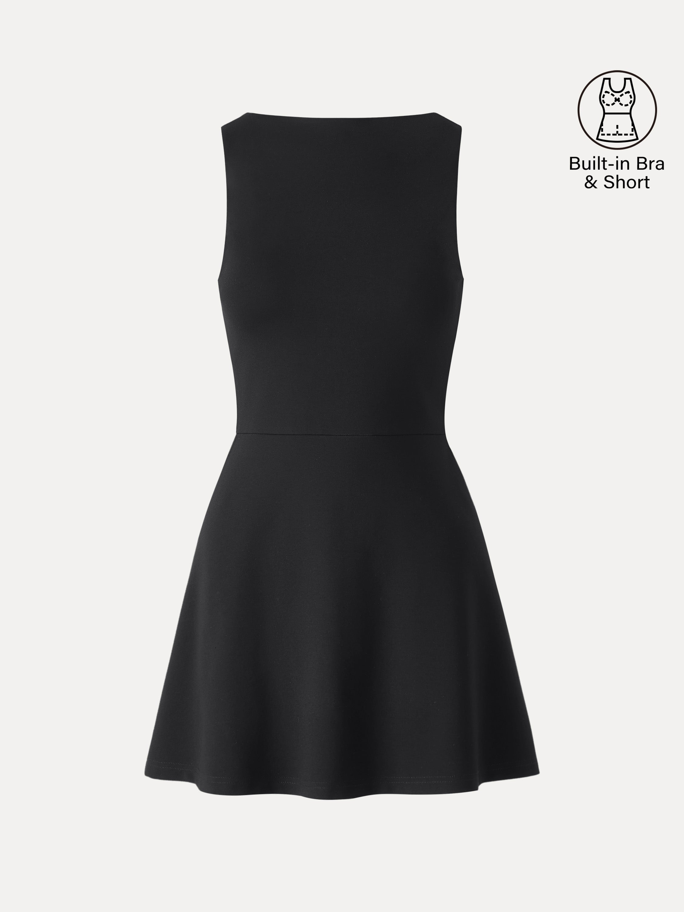 Classy Boatneck Fit-and-Flare Mini Bra Dress