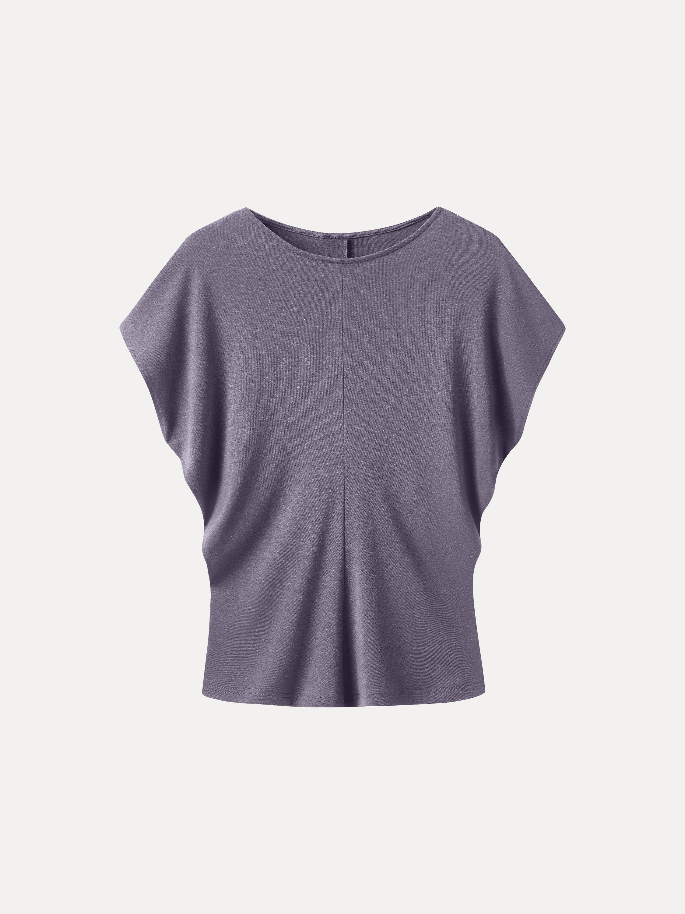 Linen-Blend Round Neck Relaxed Summer Top