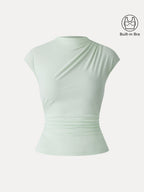 SkinKiss Mockneck Ruched Cropped Bra Top