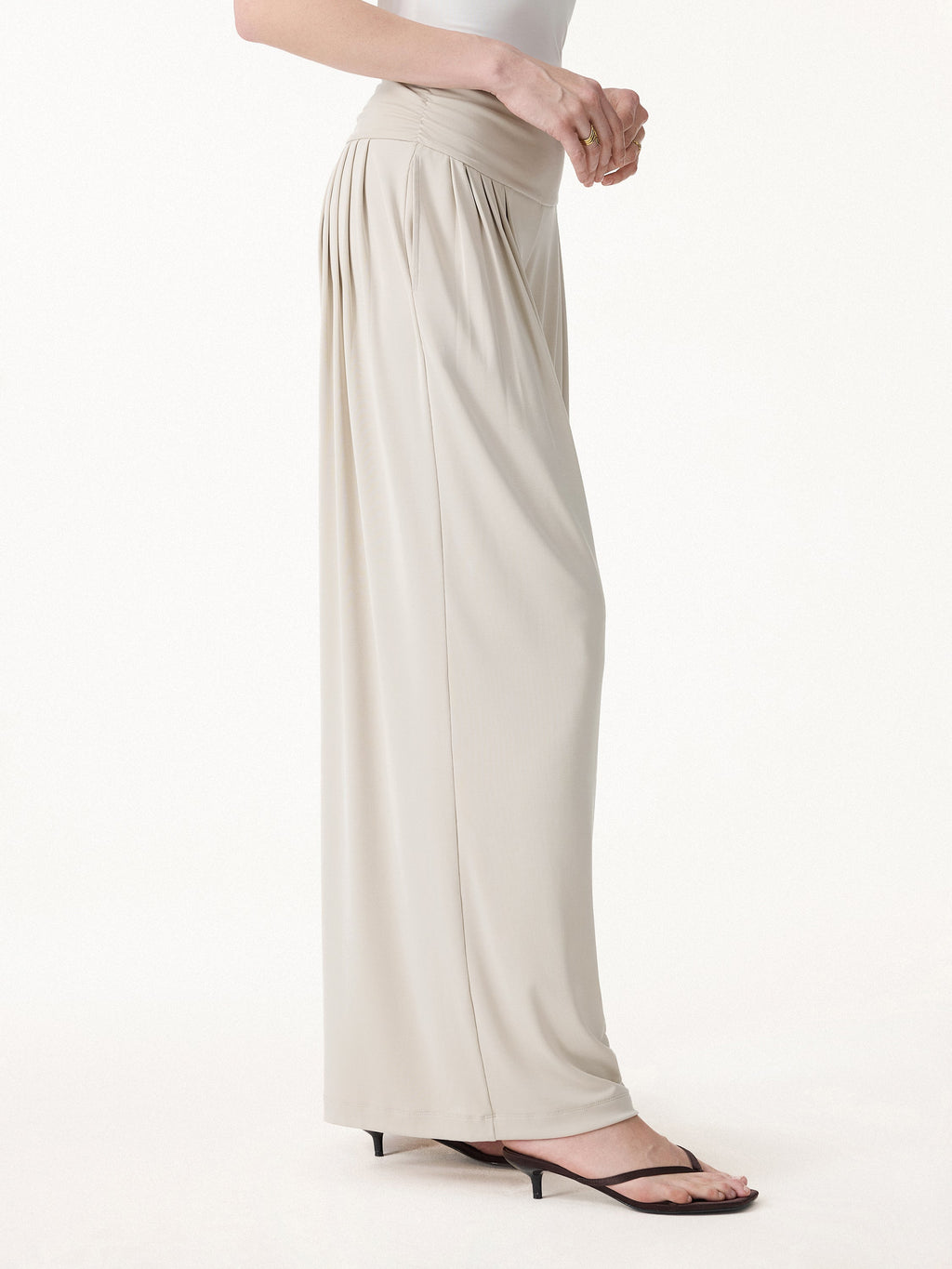 Sandwashed Super Flowy Tucked Palazzo Pant with Pockets