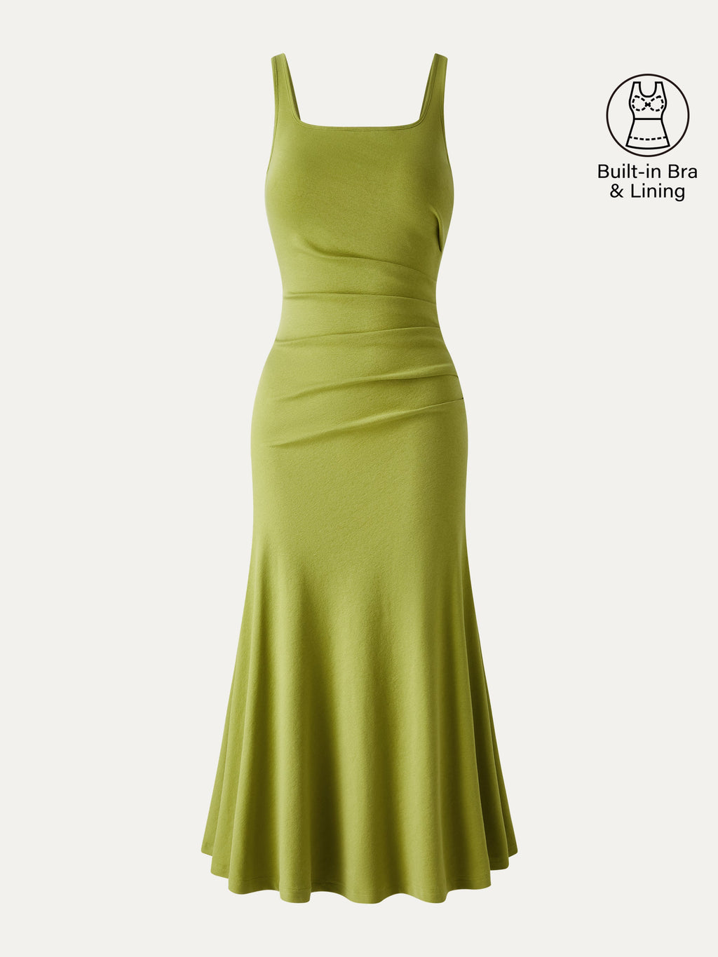 Square Neck Tucked Open Back Bra Dress