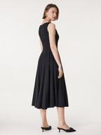Boatneck Bamboo Ponte Bra Midi Dress with Pockets
