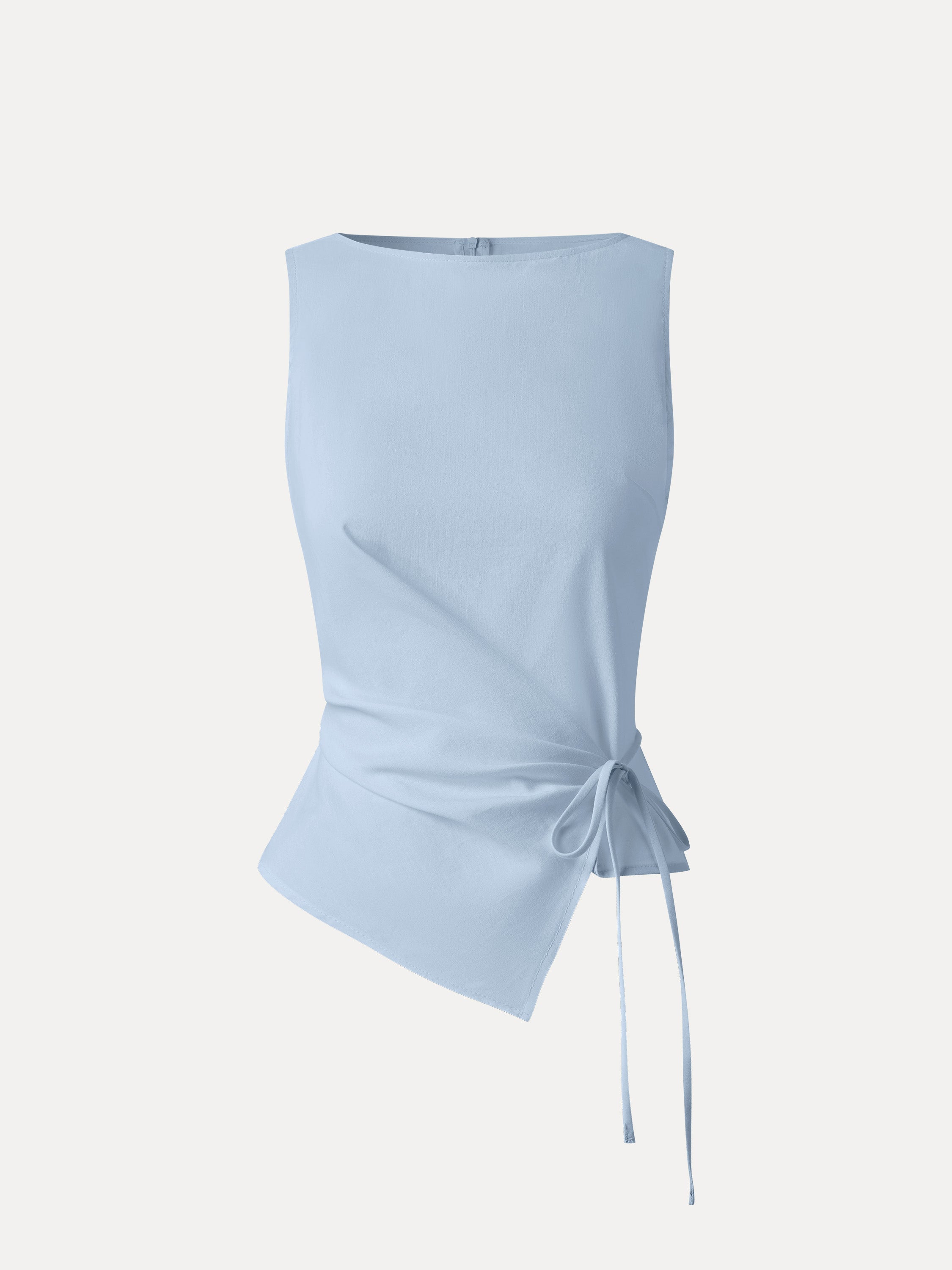 Lyocell-Linen Blend Boatneck Waist-Defined Top