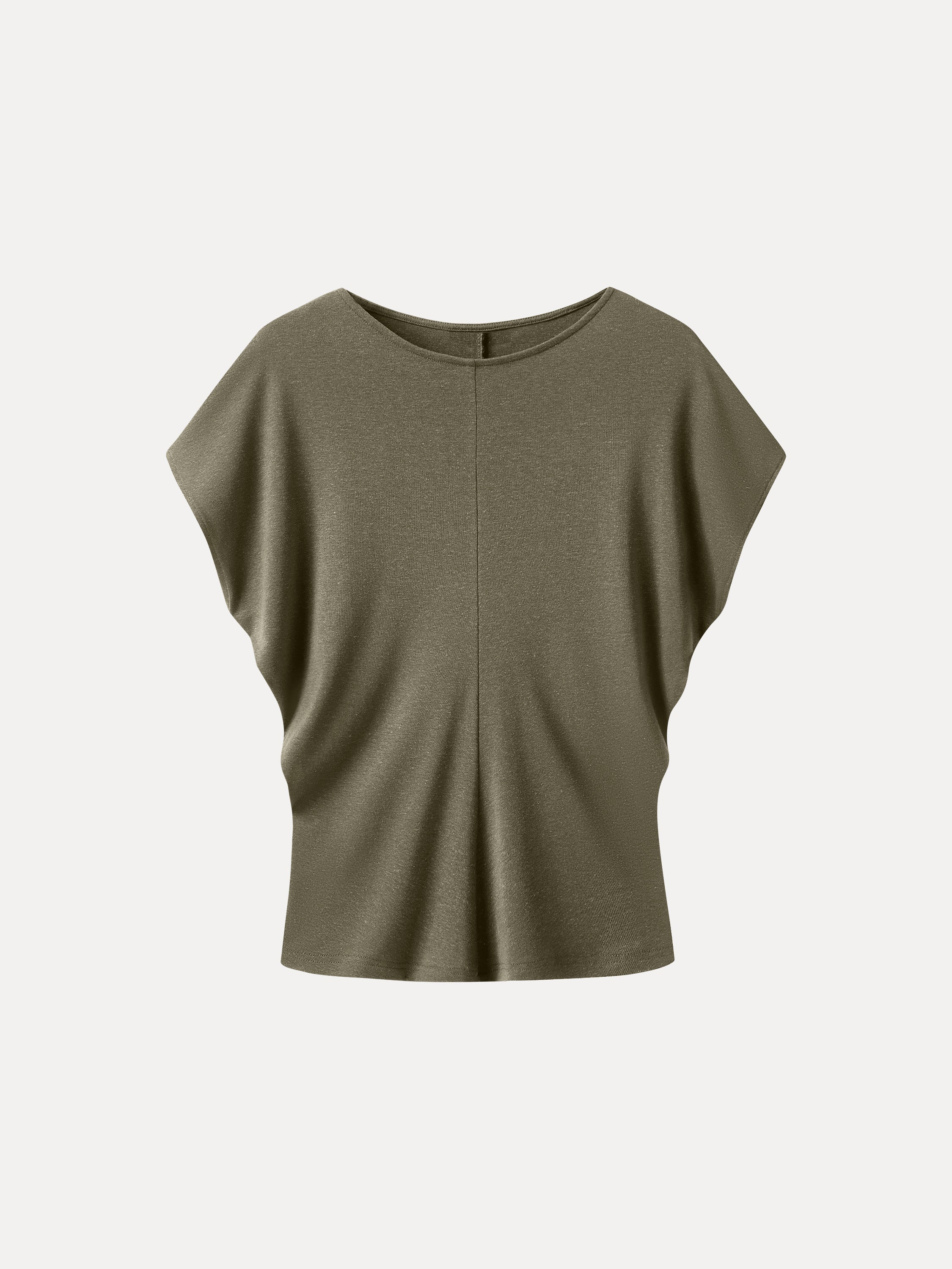 Linen-Blend Round Neck Relaxed Summer Top