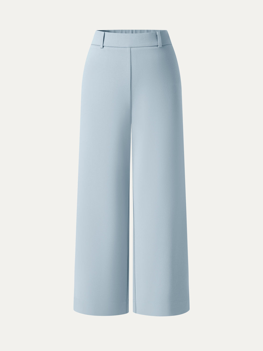 Not-See-Thru Mid Rise Cropped Wide Leg Pants with Pockets