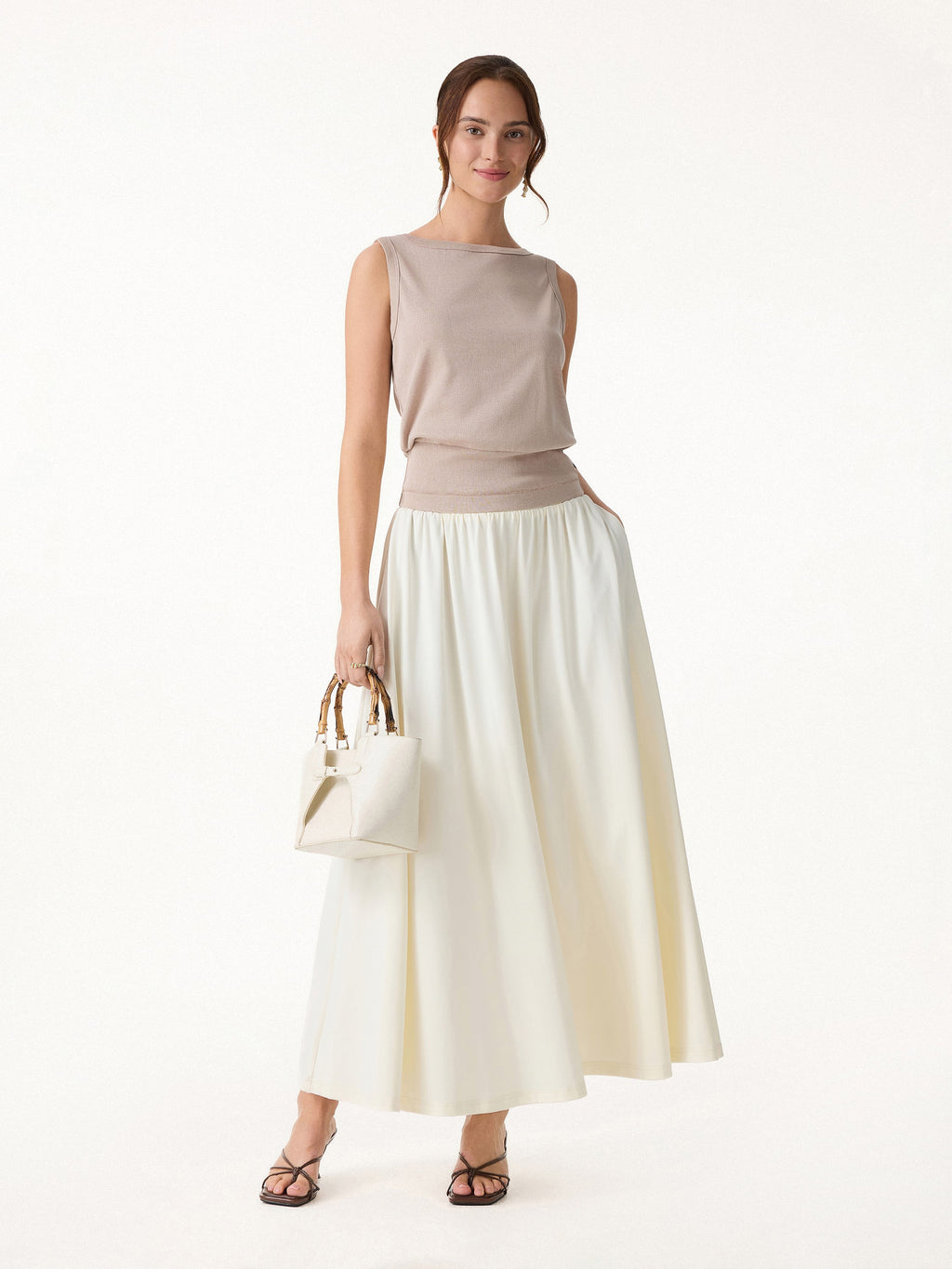 Cotton-Linen Blend Reversible Boatneck Low Back Top