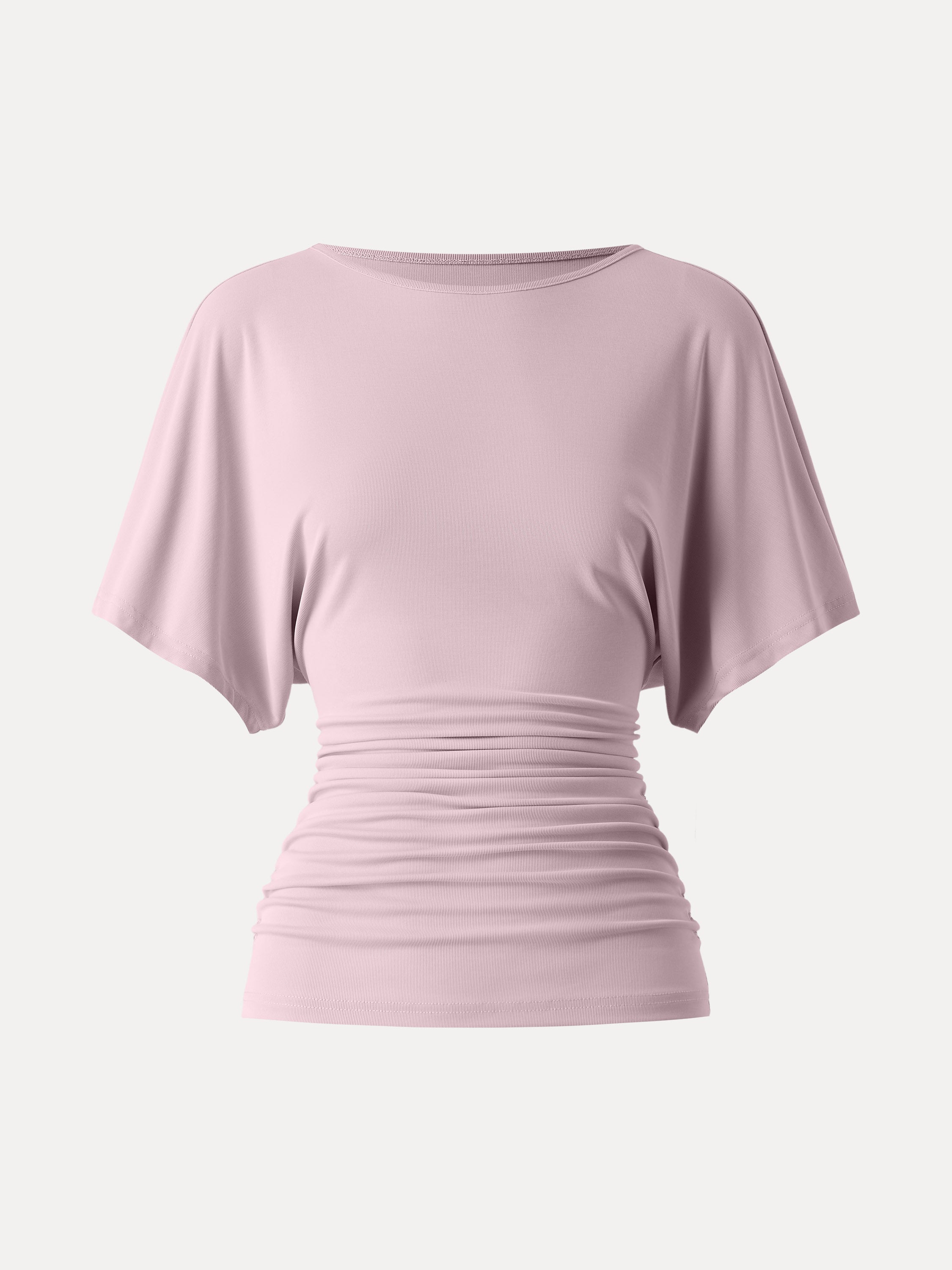 Effortless Boatneck Batwing Sleeve Side Ruched Top