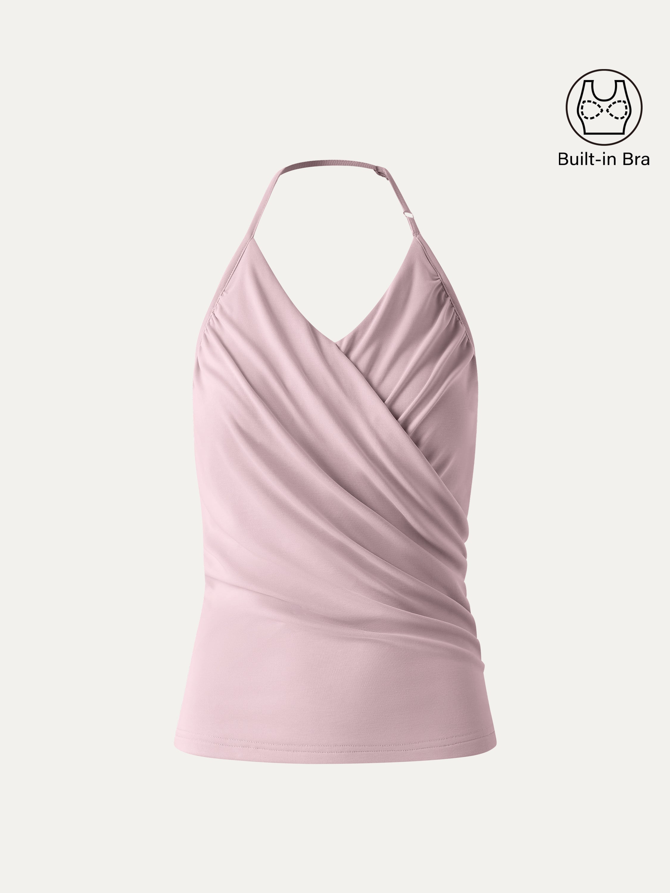 Modal Halter Neck Surplice Ruched Bandless Bra Top