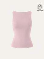 Stretch Cotton Boatneck Bra Tank