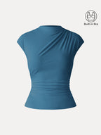 SkinKiss Mockneck Ruched Cropped Bra Top