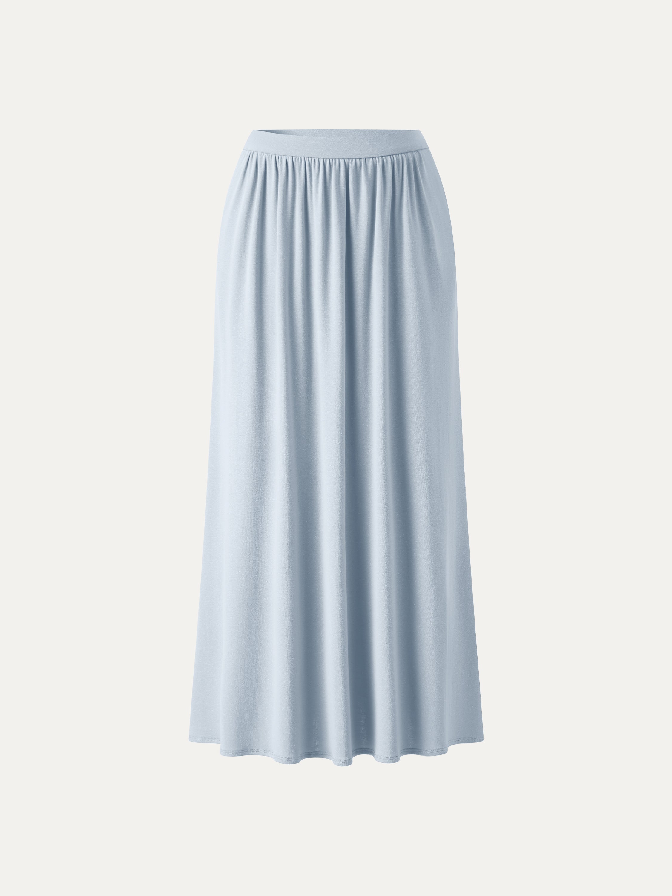 Soft Linen Knit Gathered A-Line Maxi Skirt with Pockets