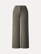 Stretchy Mid Rise Fly-Front Wide Leg Trouser