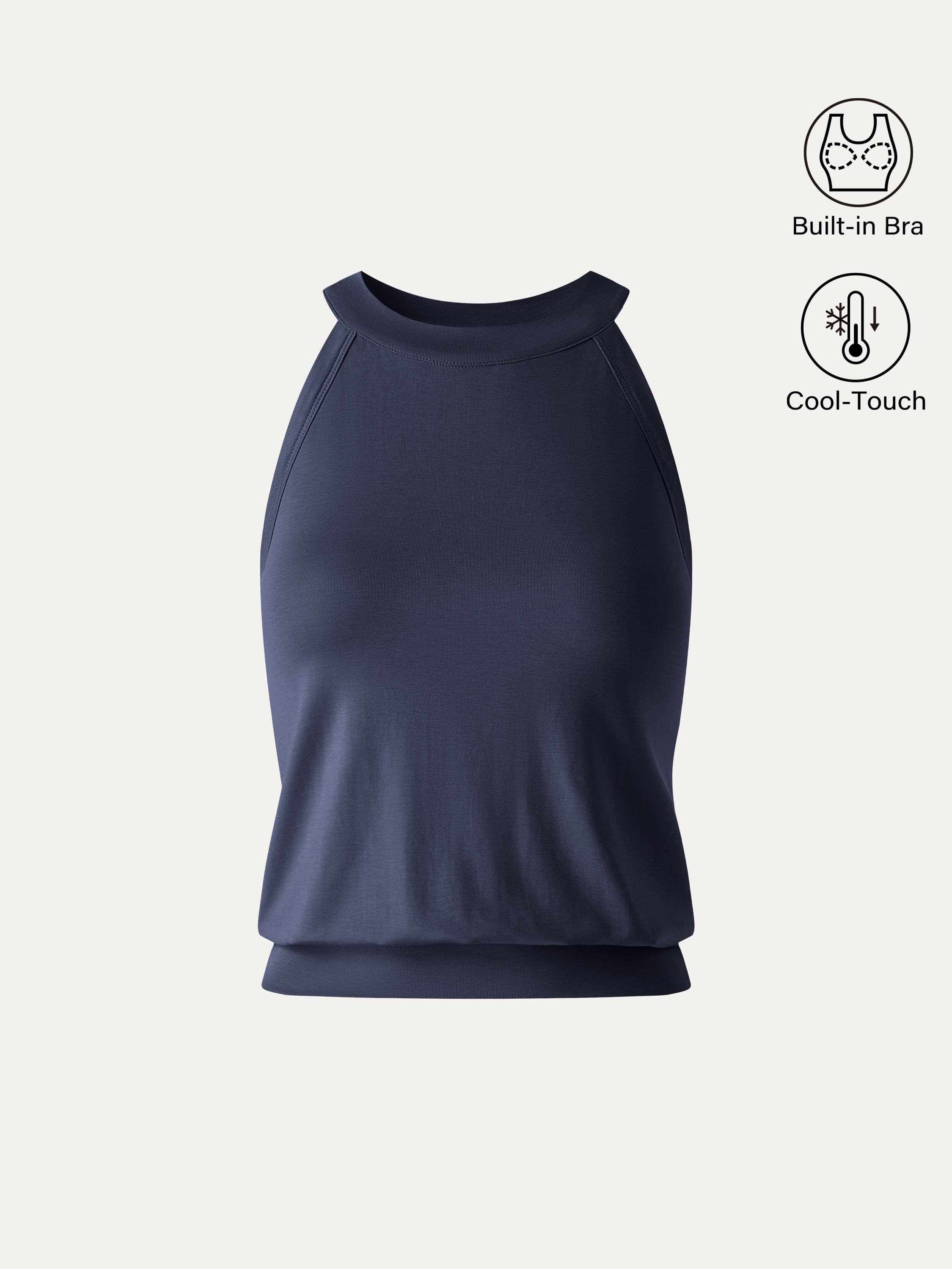 Halter Neck Banded Hem Bra Tank
