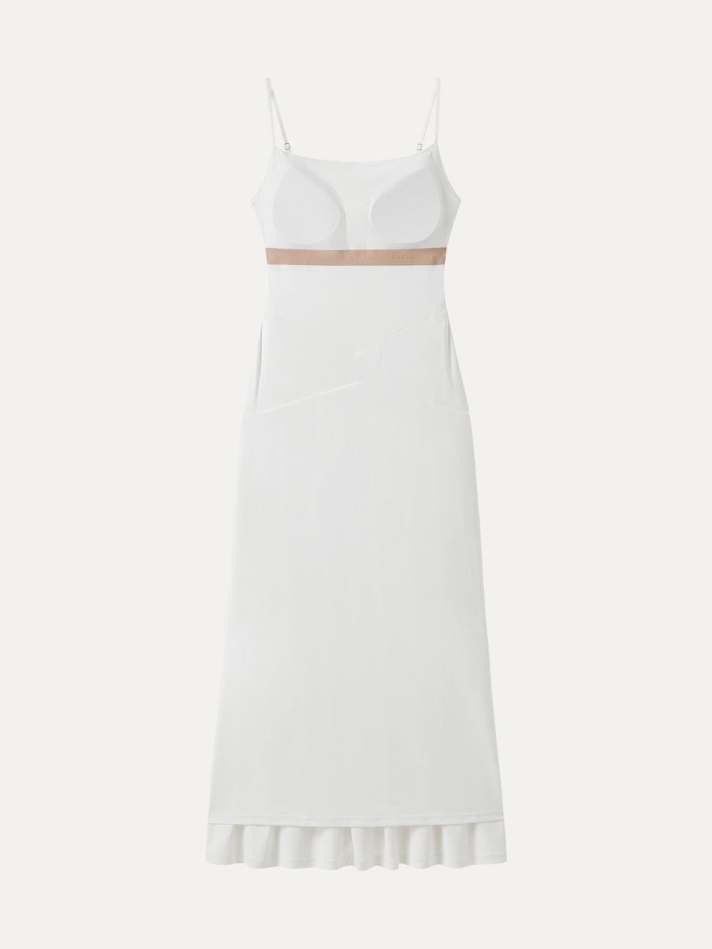 Not-See-Thru Spaghetti Gathered Maxi Bra Dress