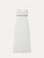 Not-See-Thru Spaghetti Gathered Maxi Bra Dress