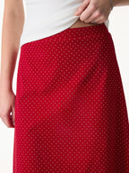 2Pcs Set Polka Dot Boatneck Bra Top & A-Line Flare Skirt Limited Edition