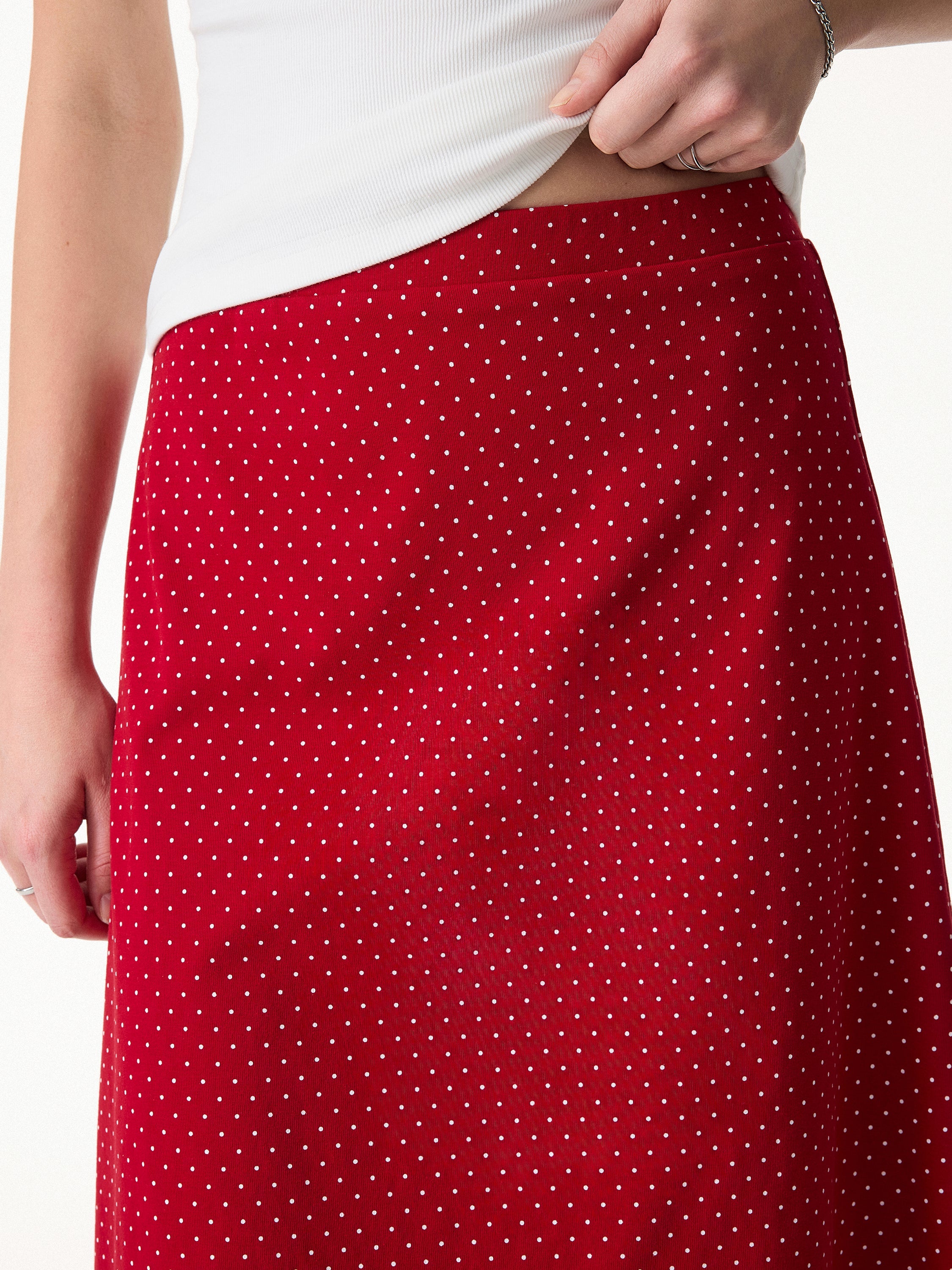 2Pcs Set Polka Dot Boatneck Bra Top & A-Line Flare Skirt Limited Edition