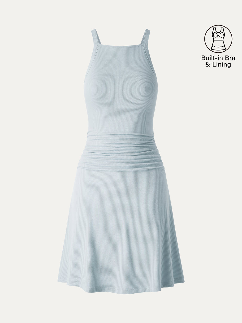 CoolTouch Square Neck Ruched Mini Bra Dress
