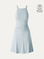 CoolTouch Square Neck Ruched Mini Bra Dress