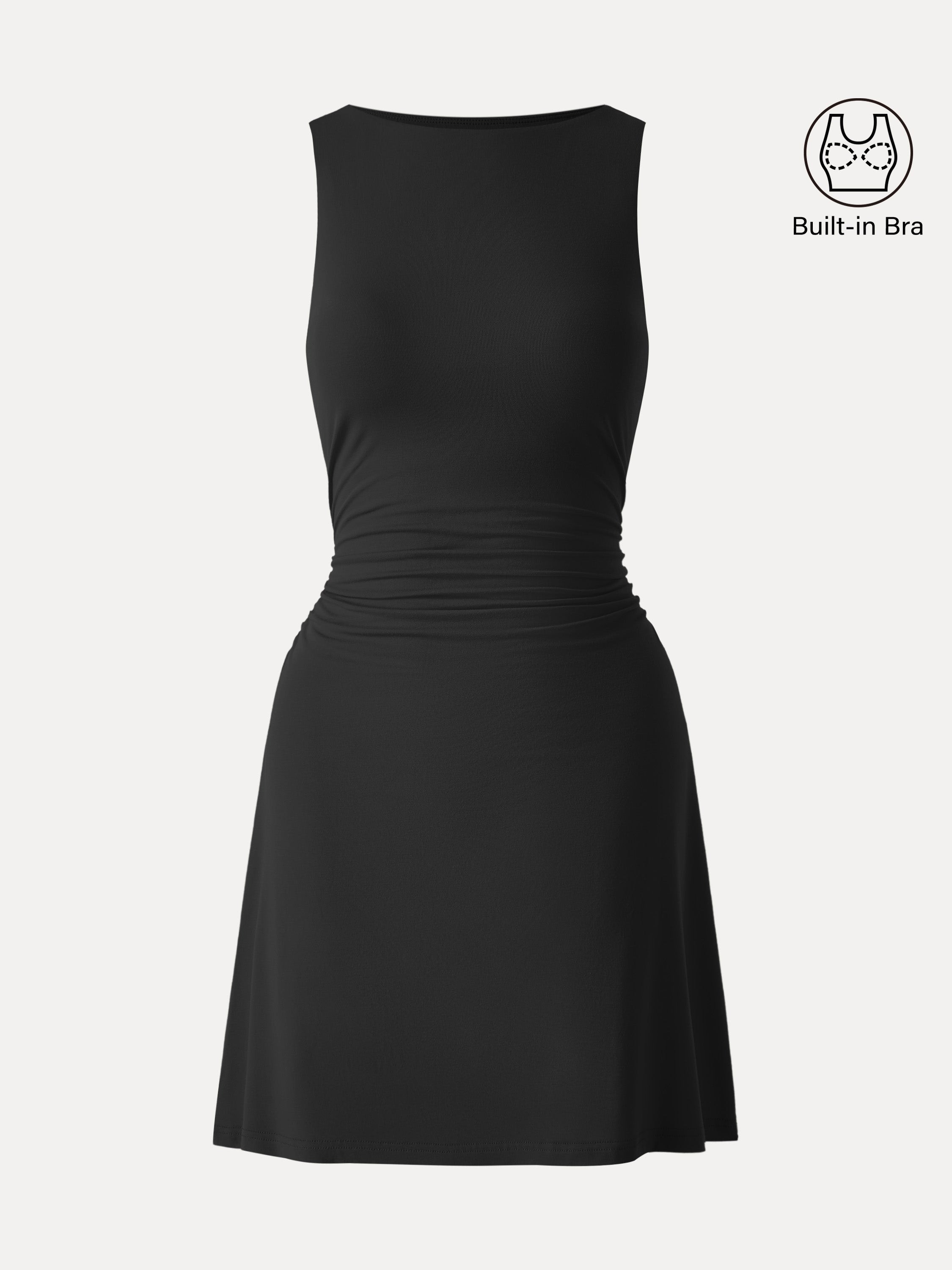 SkinKiss Boatneck Ruched A-line Mini Bra Dress