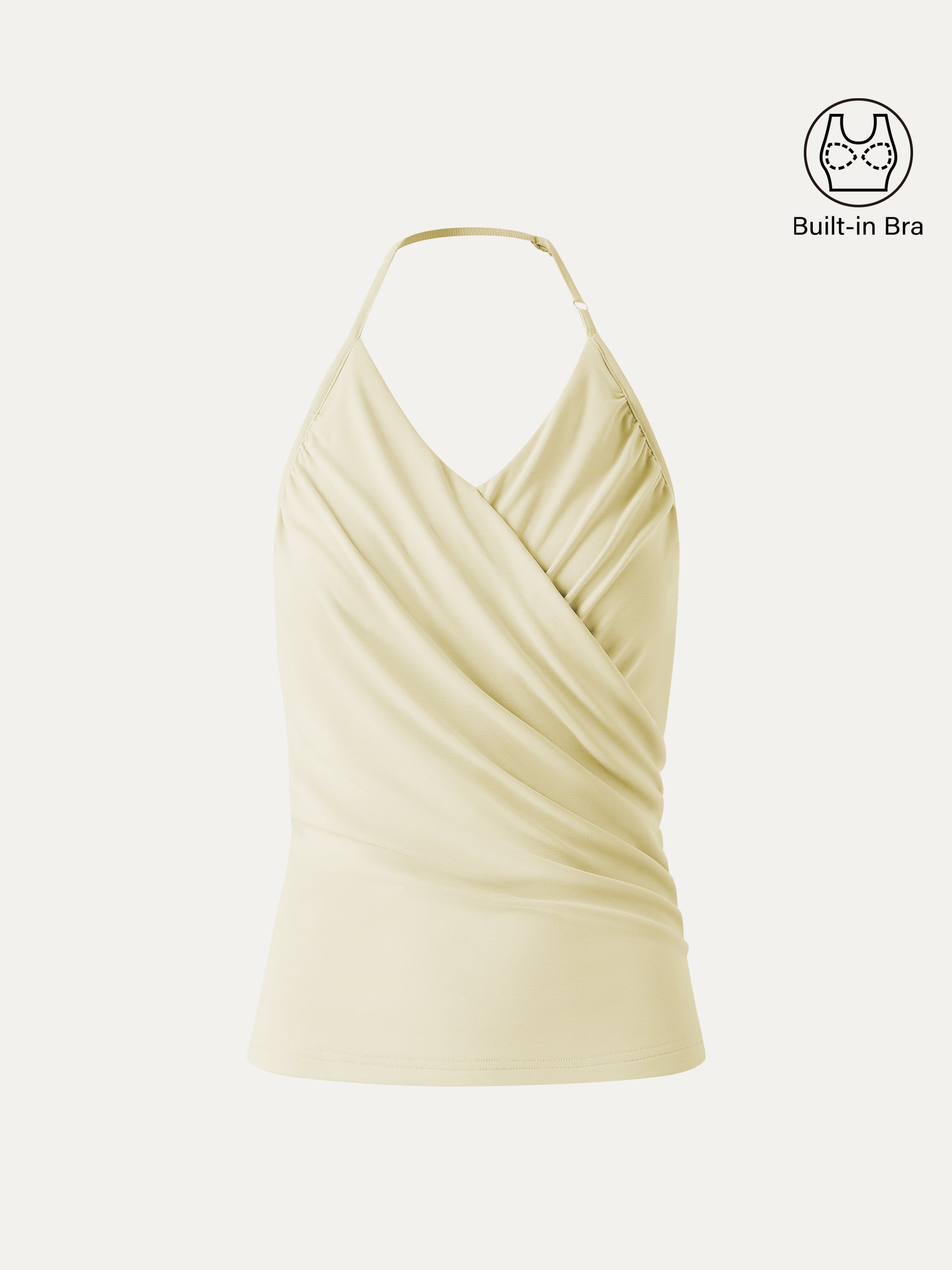 Modal Halter Neck Surplice Ruched Bandless Bra Top