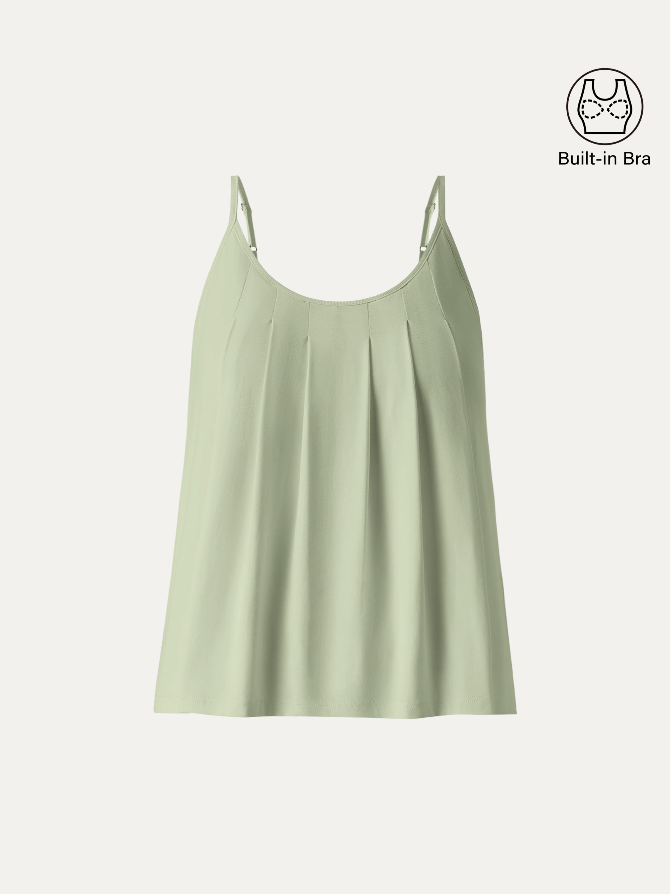 U-Neck Pleated Spaghetti Bra Tank