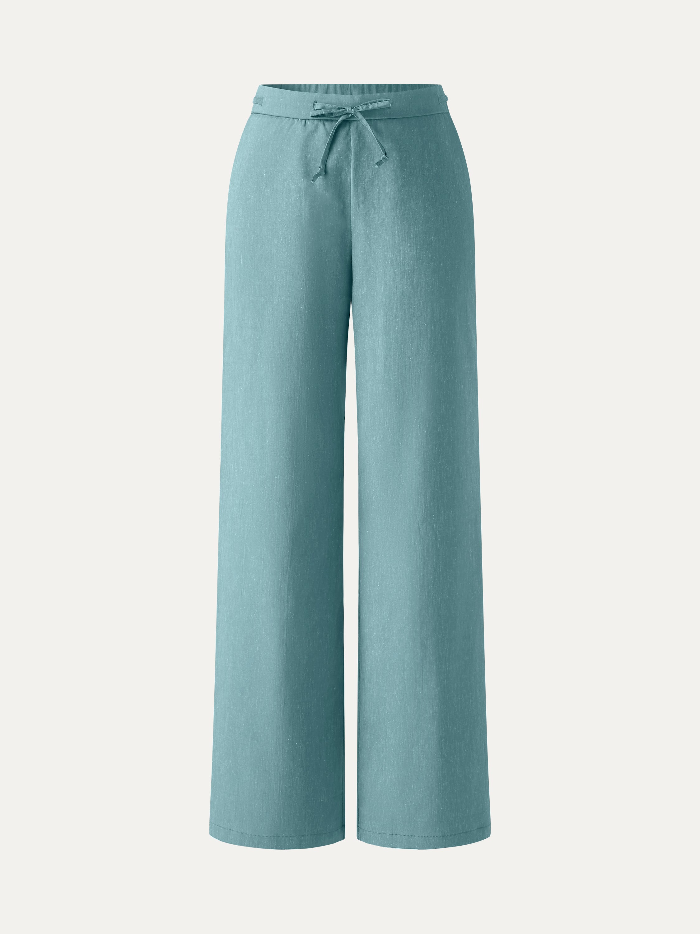 Wrinkle-Resistant Linen Drawstring Wide Leg Pant with Pockets