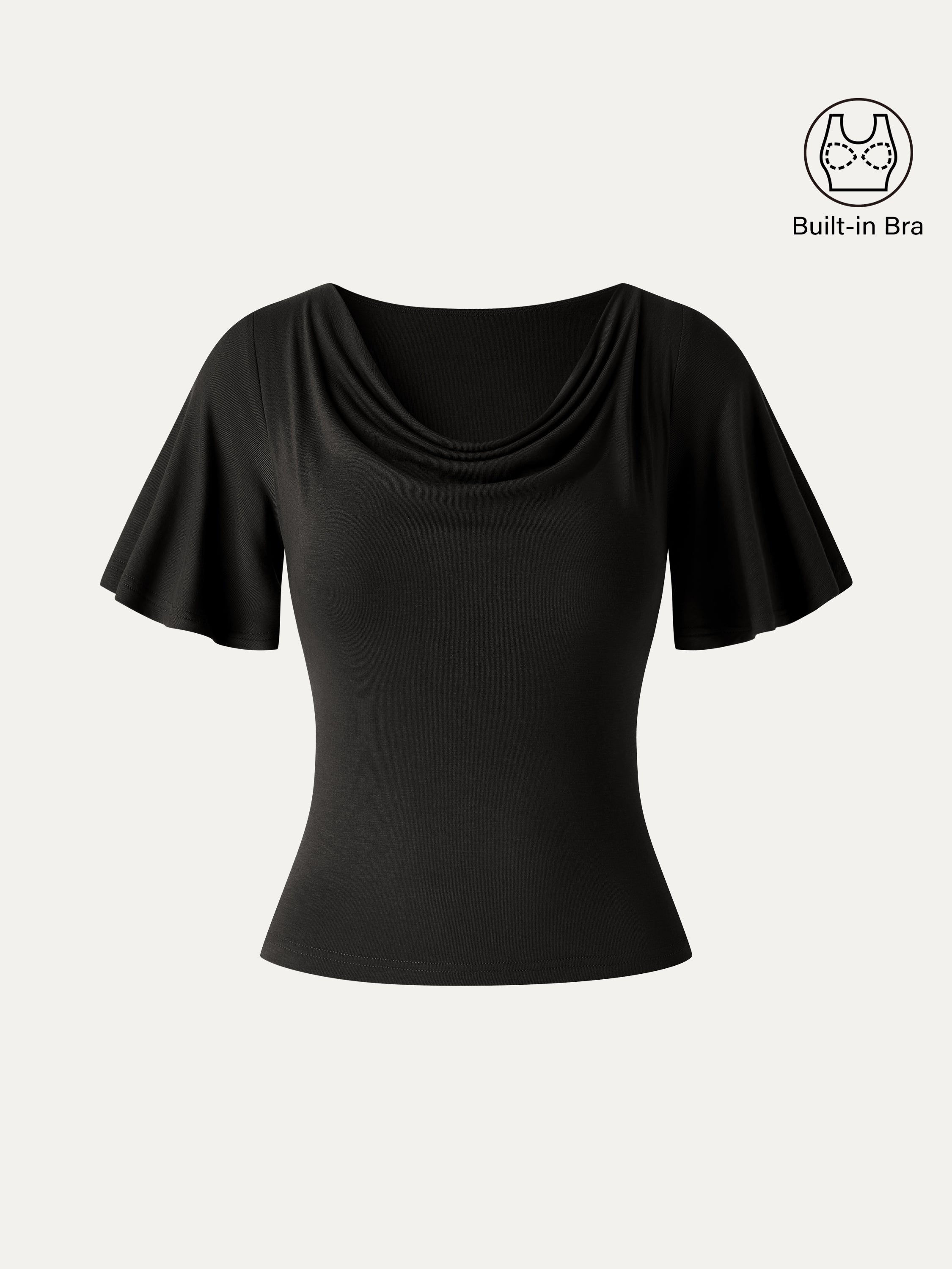 CoolTouch Cowl Neck Flutter Sleeve Bra Top