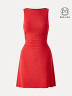 SkinKiss Boatneck Ruched A-line Mini Bra Dress