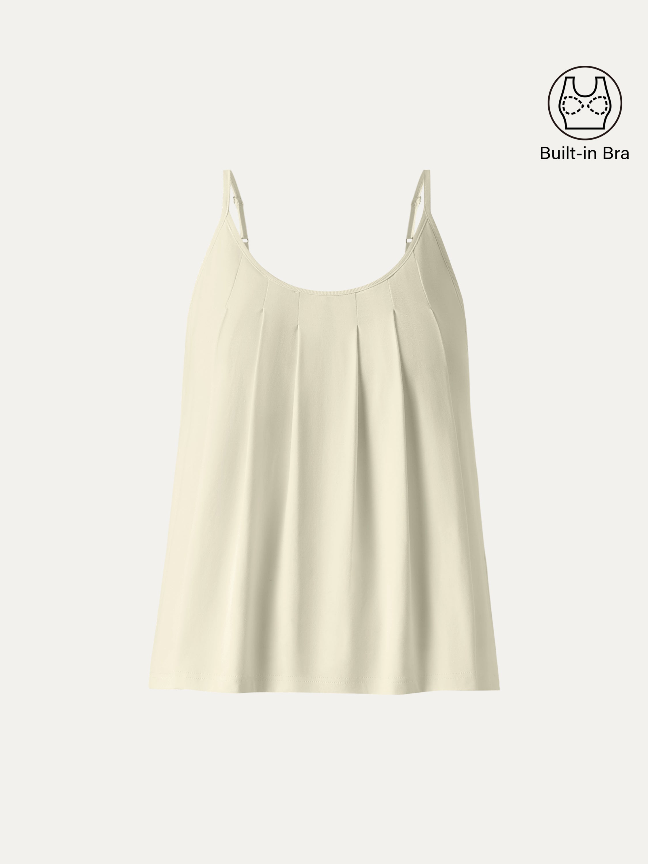 U-Neck Pleated Spaghetti Bra Tank