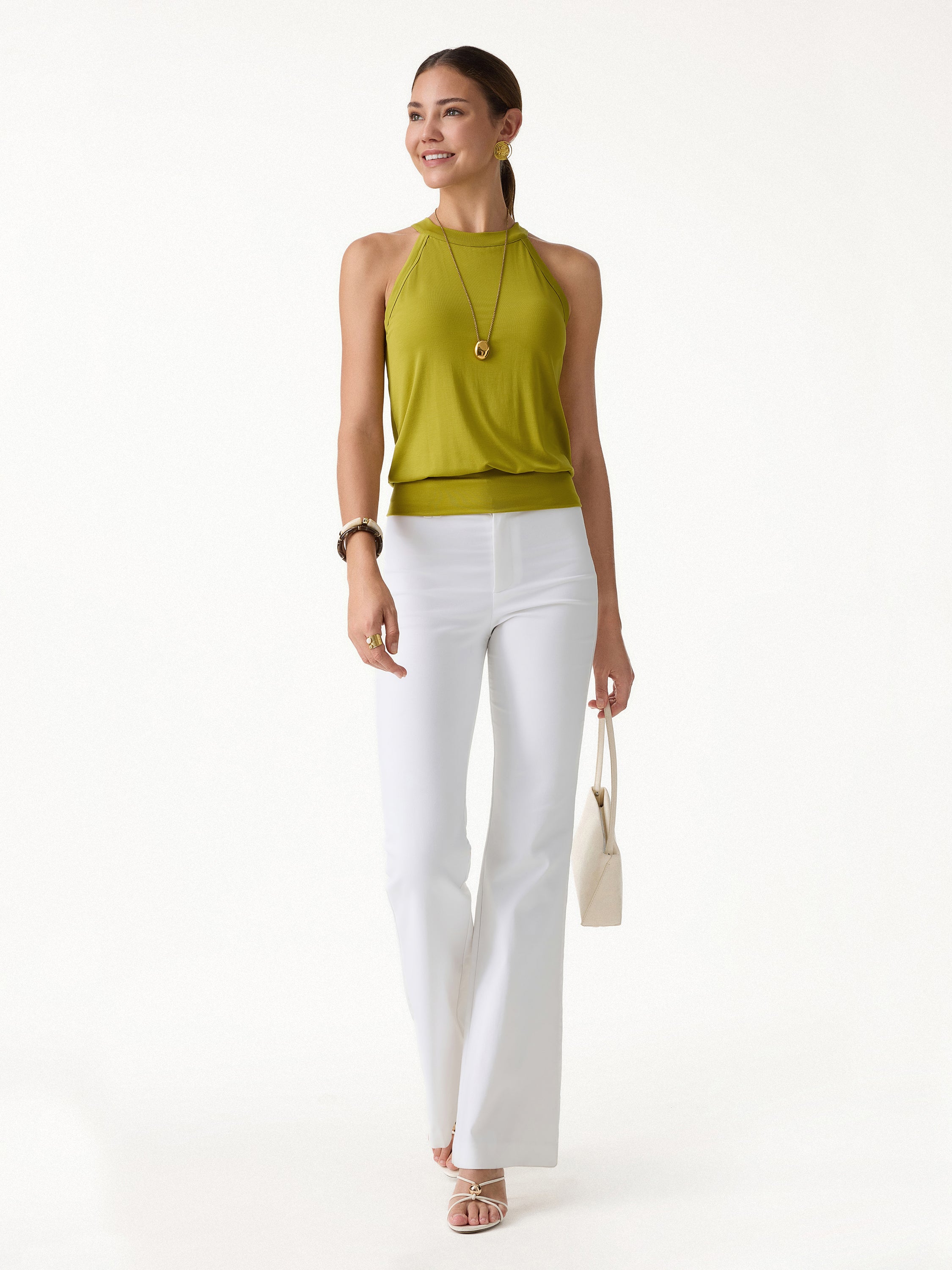 Halter Neck Banded Hem Bra Tank