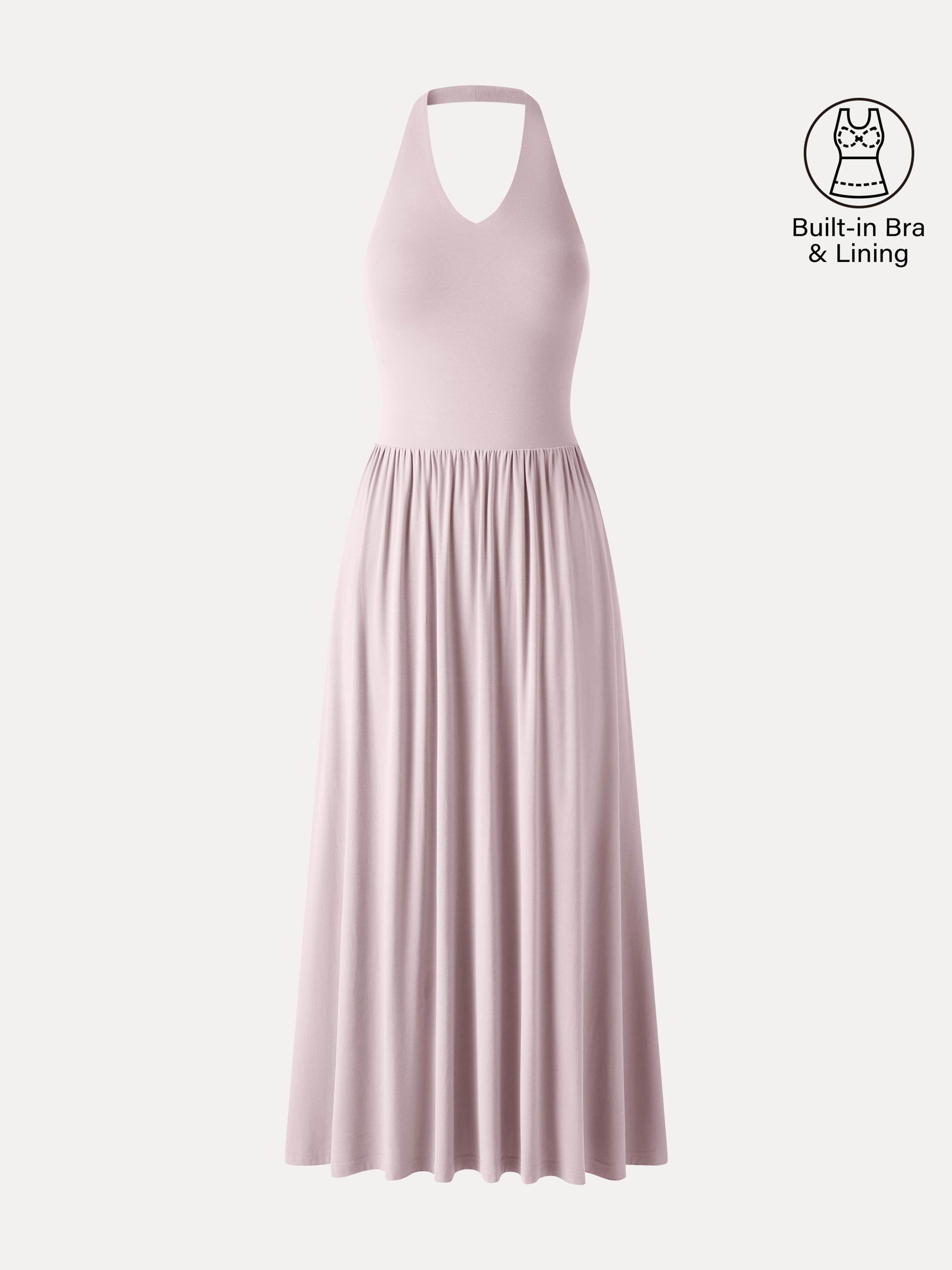 SkinKiss Halter Ruched Midi Bra Dress with Pockets