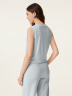 2Pcs Set Crew Neck Top & Flowy Tucked Palazzo Pant with Pockets
