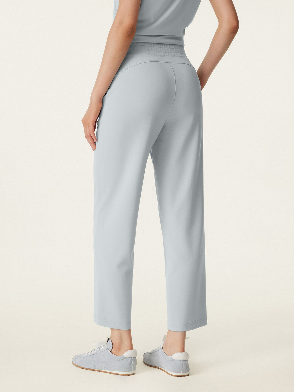 2Pcs Set Crewneck Tucked Tee & Mid Rise Tapered Pant with Pockets