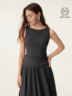 Stretch Cotton Boatneck Bra Tank