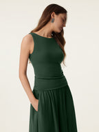 Stretch Cotton Boatneck Bra Tank