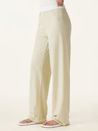Wrinkle-resistant Cotton-linen Mid Rise Straight Leg Pant
