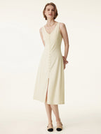 Multi-wear V-neck Button Front Midi Vest Dress