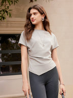 Cotton Lyocell Boatneck Angled Summer Tee