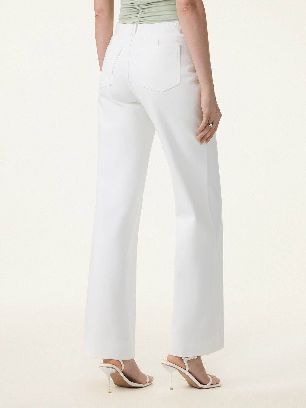 Not-See-Thru Drapey Mid Rise Wide Leg Pull-on Pant with Pockets