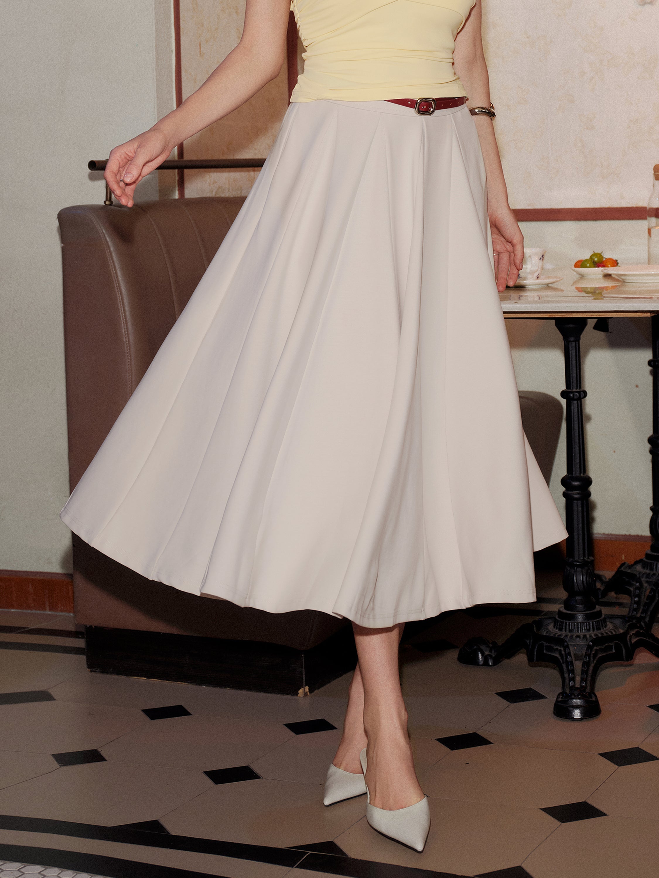 Lyocell Blend Volume Skirt with Pockets