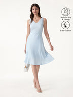 Stretch Ponte V-Neck A-Line Midi Bra Dress
