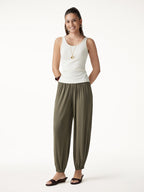 2Pcs Set Open Back Bra Top & Balloon Pants with Pockets