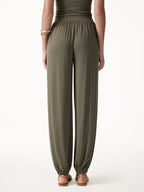 2Pcs Set Open Back Bra Top & Balloon Pants with Pockets