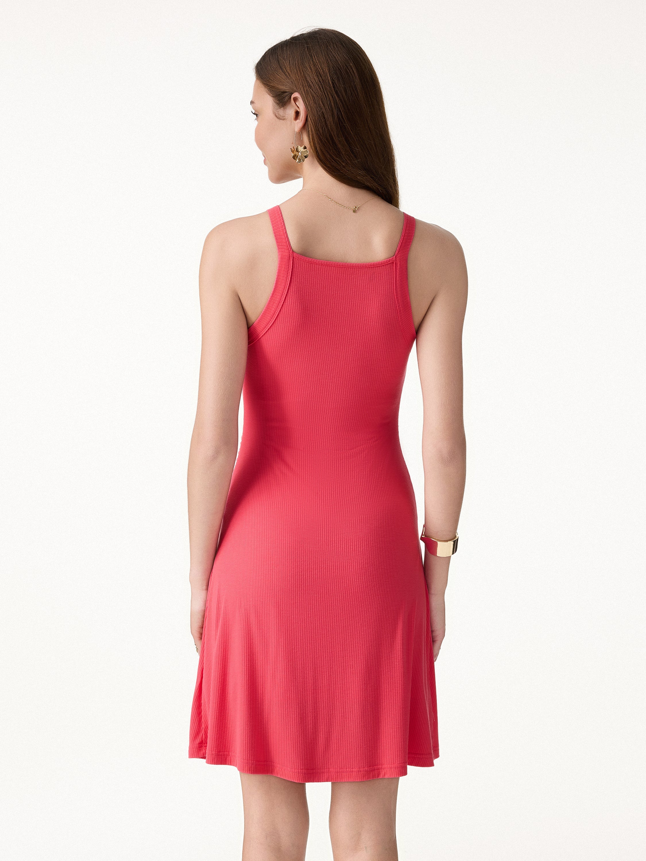 CoolTouch Square Neck Ruched Mini Bra Dress