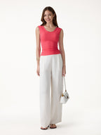 2Pcs Set U-Neck Bra Tank & Midi Skirt with Pockets