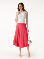 2Pcs Set U-Neck Bra Tank & Midi Skirt with Pockets