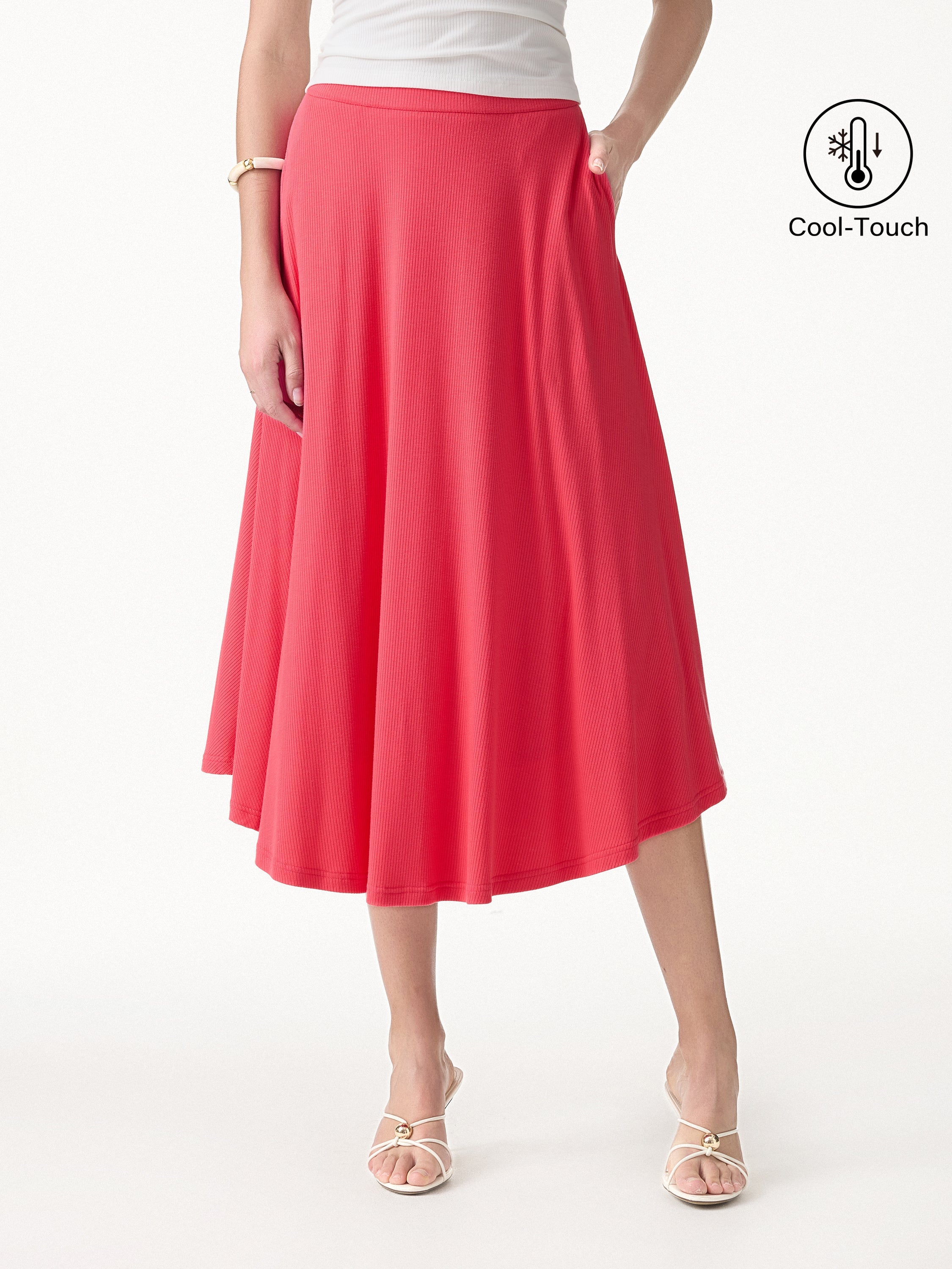 CoolTouch Midi Circle Flare Skirt with Pockets