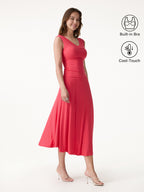 2Pcs Set U-Neck Bra Tank & Midi Skirt with Pockets