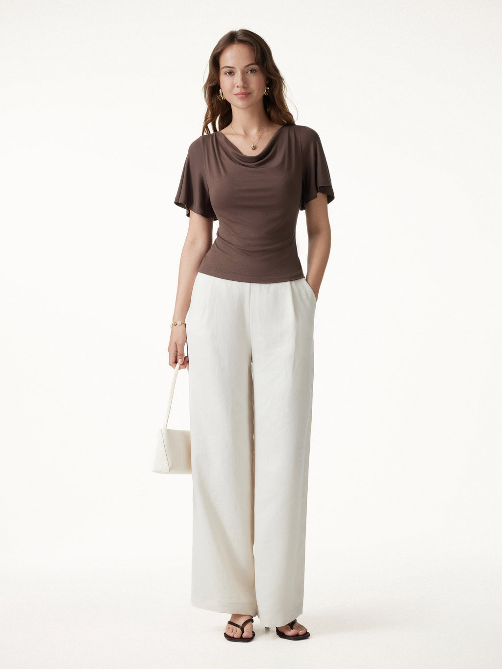 CoolTouch Cowl Neck Flutter Sleeve Bra Top